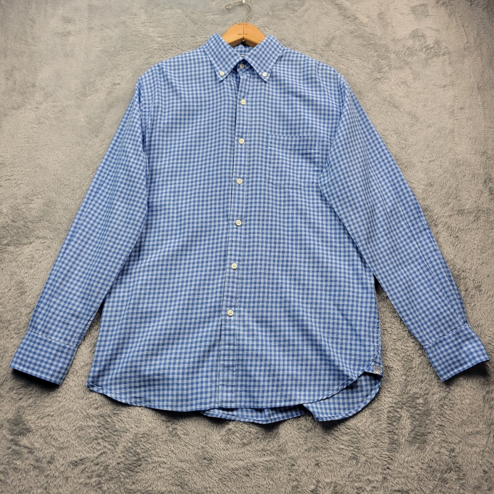 Peter Millar Mens Shirt Size Medium Gingham Long Sleeve Button Down Office READ